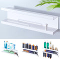 Soporte de secador de pelo para pared con diseño de 3 niveles y espacio para fijación con adhesivo o tornillos