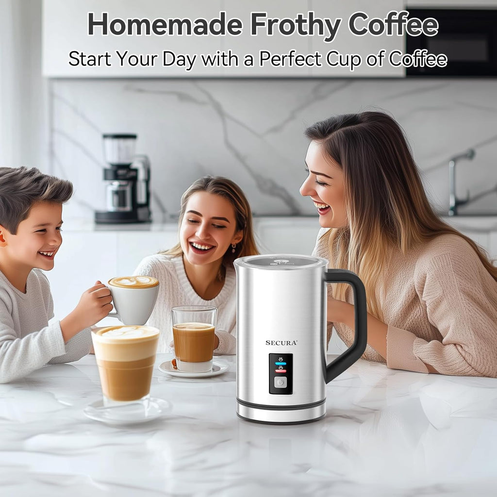 Vaporizador y calentado de leche eléctrico autmático, de Secura., Acero inoxidable