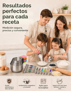 Juego de 15 tazas y cucharas medidoras magnéticas, de acero inoxidable 304, diseño fuerte N52 de anidación magnética con nivelador, para ingredientes secos y líquidos, apto para lavavajillas (colorido)