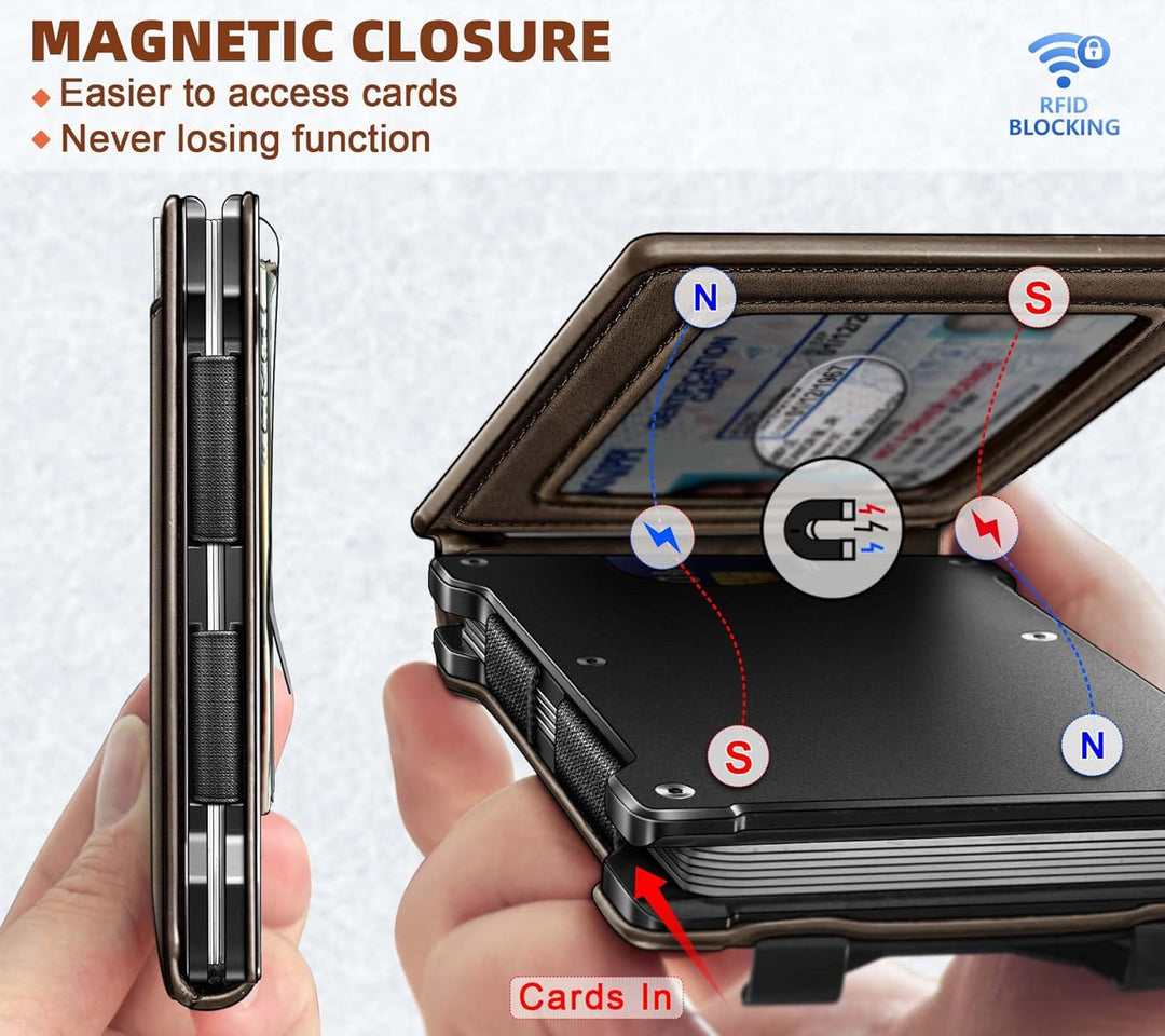 KEMISANT Billetera para hombre - Cartera delgada con clip para dine...