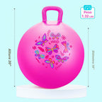 Pelota saltarina PlayZap para niños de 3 a 8 años, pelota hinchable rosa de 18 pulgadas con asas, juguetes inflables hippity hop para saltar y rebotar para interiores y exteriores para niños y niñas