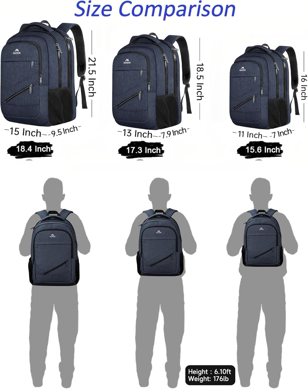 MATEIN Mochila extra grande para laptop para hombres, mochila de vi...