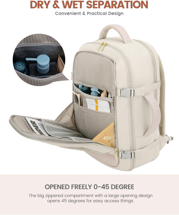 LOVEVOOK Mochila de viaje para mujer y hombre, Beige, Mochilas de v...