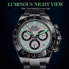 MASTOP Pagani Design Daytona Homage - Reloj de pulsera para hombre, diseño de panda, analógico, de cuarzo, con movimiento japonés, cronógrafo, de lujo, correa de silicona, impermeable, para negocios