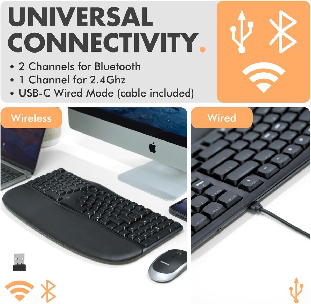 Teclado ergonómico mecánico de bajo perfil X9 Performance - (BT + 2...