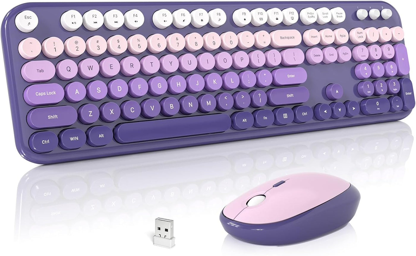 MOFII Combo de teclado y mouse inalámbricos, lindo teclado de tamañ...