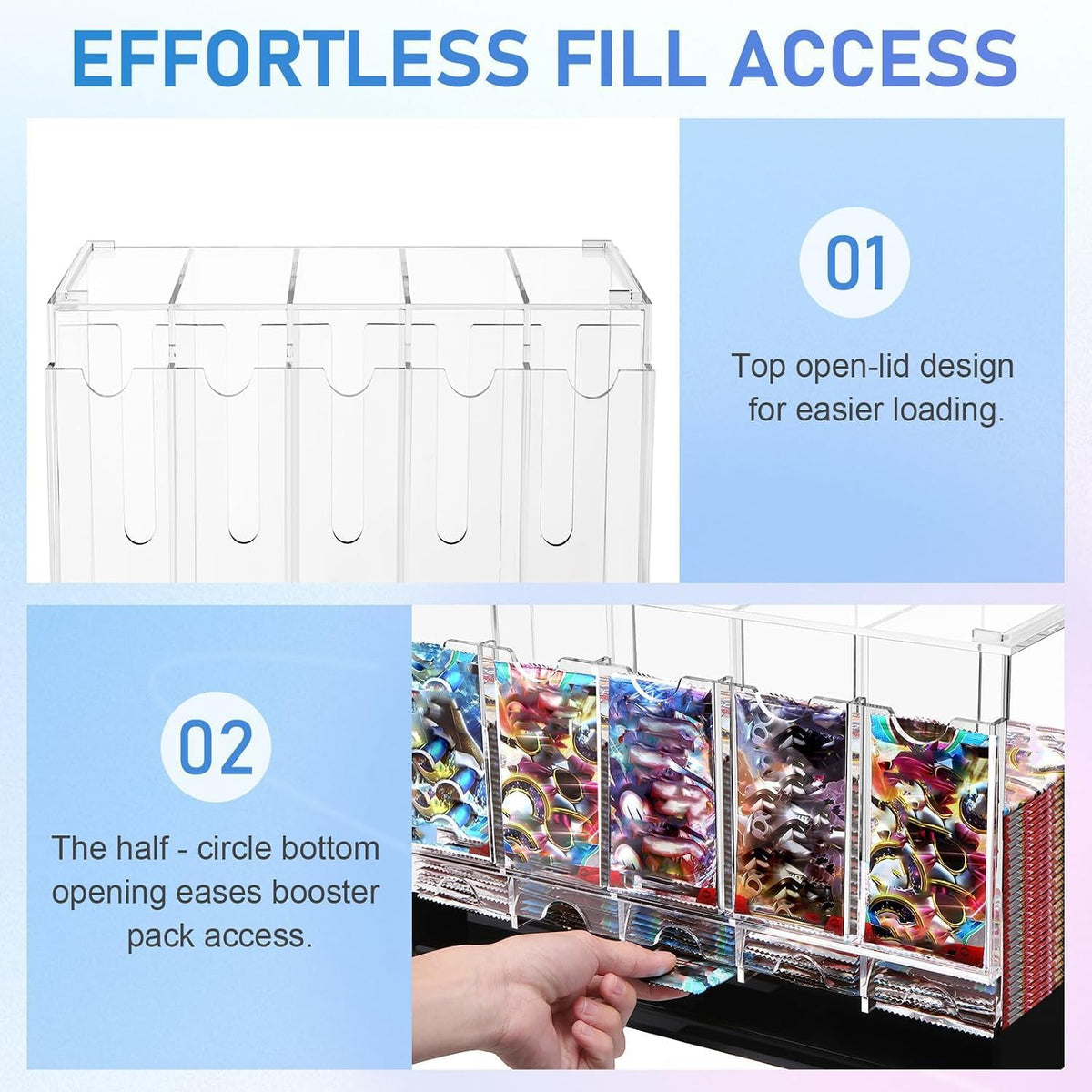 CHEPULA Dispensador de 5 ranuras, dispensador de tarjetas, caja de refuerzo acrílica para tarjetas intercambiables/paquetes de refuerzo deportivos (0.157 pulgadas de grosor)