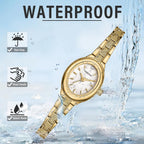 CHEETAH Reloj delicado dorado para mujer con pulsera retro clásica, caja ovalada y esfera minimalista, regalo para ella