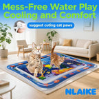 2 alfombrillas de agua para gatos mejoradas, juguete interactivo para gatos de interior para hacer ejercicio, cazar, matar, antiarañazos, a prueba de fugas, plegable, sensorial