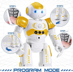 KingsDragon - Robot RC, juguetes para niños, gestos y detección programable, robot inteligente a control remoto para niños de 3 a 8 años, regalo de cumpleaños, amarillo