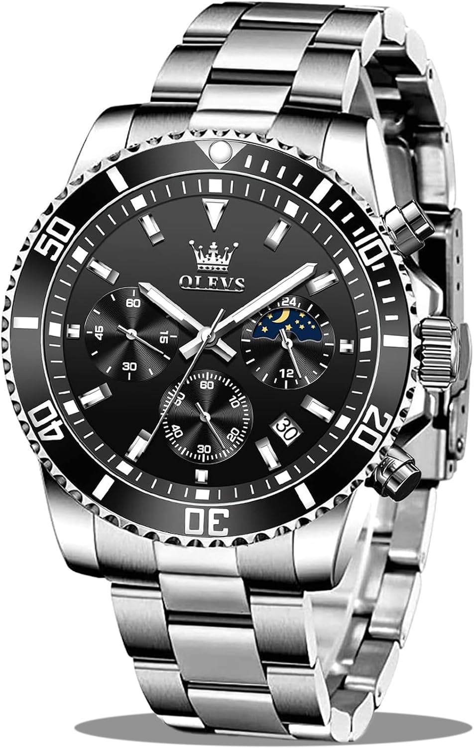 OLEVS Relojes para hombre, de cara grande, de acero inoxidable, resistente al agua, con fecha, analógicos, de cuarzo, modernos, de negocios, relojes de pulsera para hombre