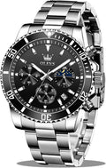OLEVS Relojes para hombre, de cara grande, de acero inoxidable, resistente al agua, con fecha, analógicos, de cuarzo, modernos, de negocios, relojes de pulsera para hombre