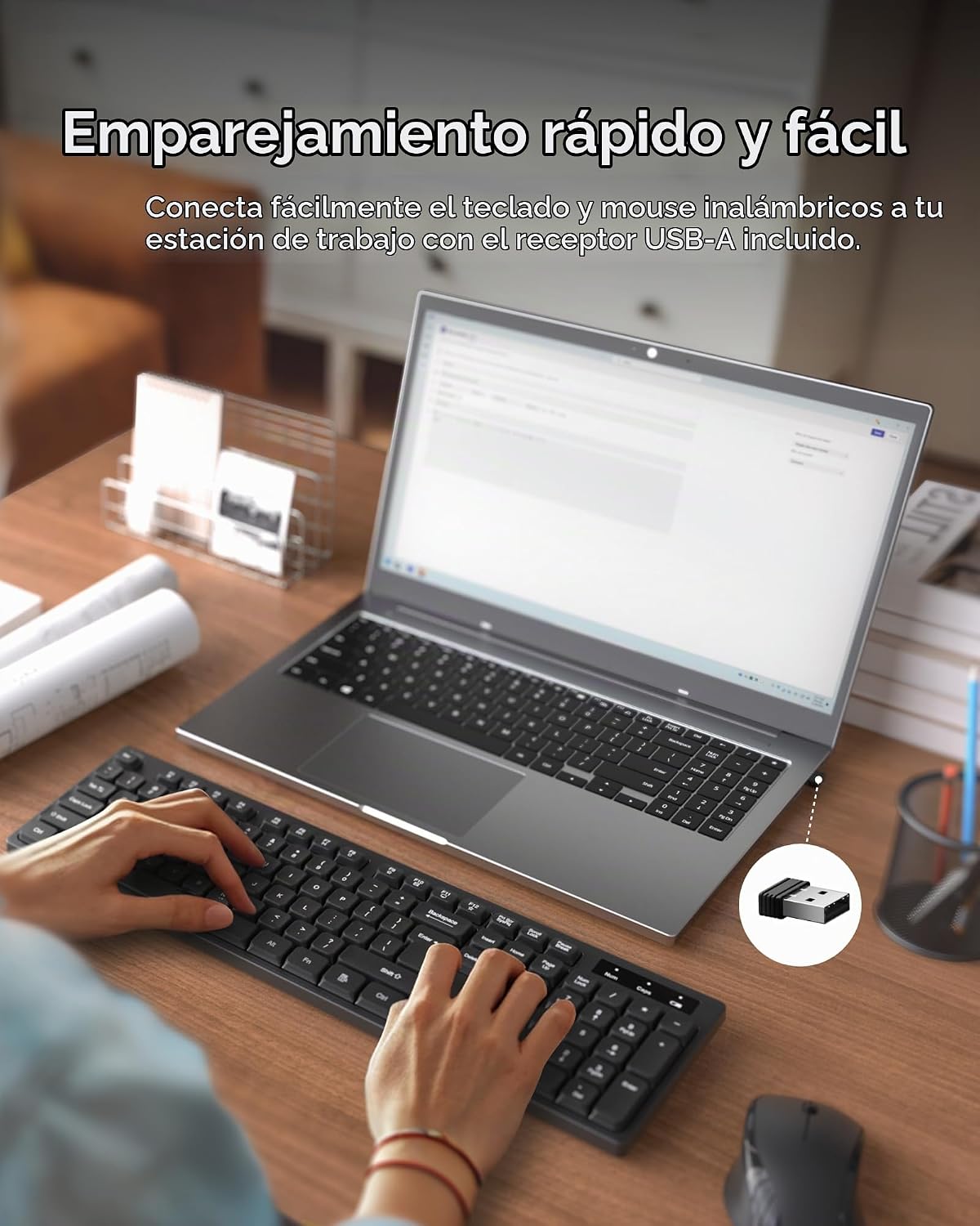 Belkin Combo de teclado y mouse inalámbricos, receptor USB-A, negro...