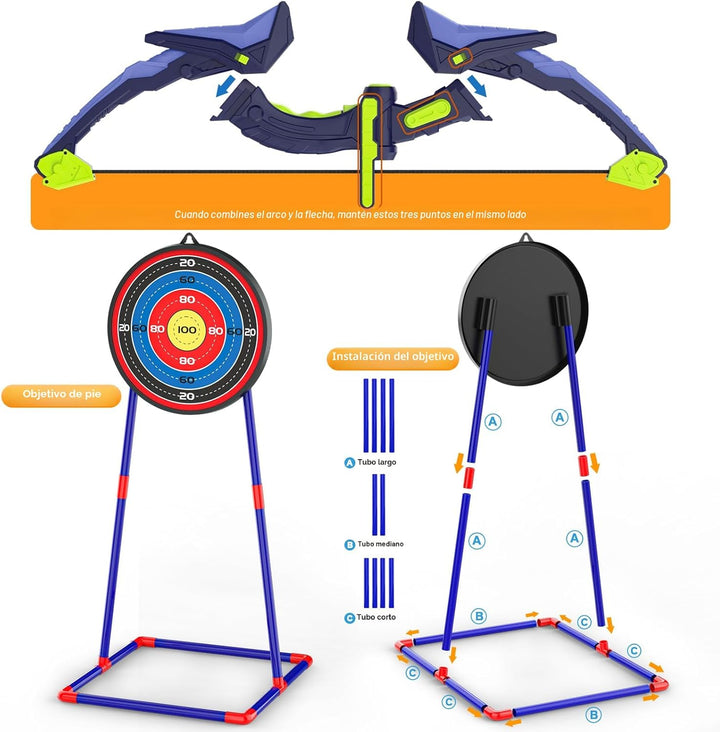 Paquete de 2 conjuntos de arco y flecha para niños, conjunto de tir...