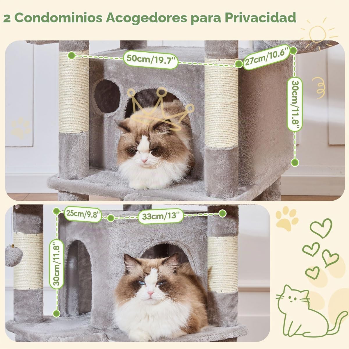 Taoqimiao Árbol para gatos grandes, torre XL de 76.8 pulgadas para gatos de