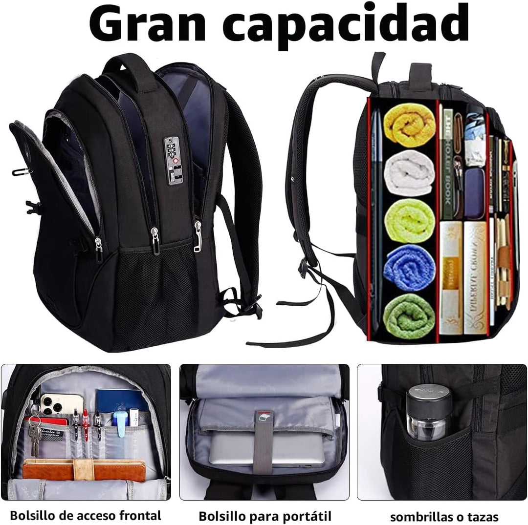 Mochila antirrobo para portátil con carga USB compatible con portát...