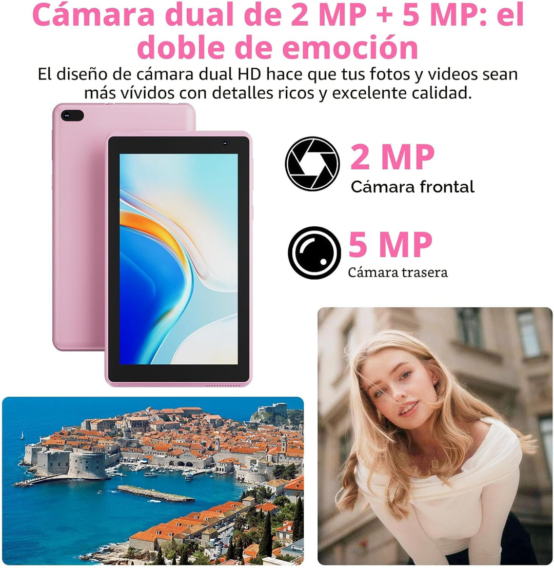 IWEGGO Tablet Android 15 con estuche, Tablet de 7 pulgadas 8GB RAM+...