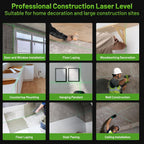 Huepar Nivel láser 360 autonivelante, W04CG mejorado 4 x 360° Bluetooth construcción Lazer herramienta niveladora con base giratoria eléctrica y pantalla LCD grande, 4D 16 líneas de nivel láser de