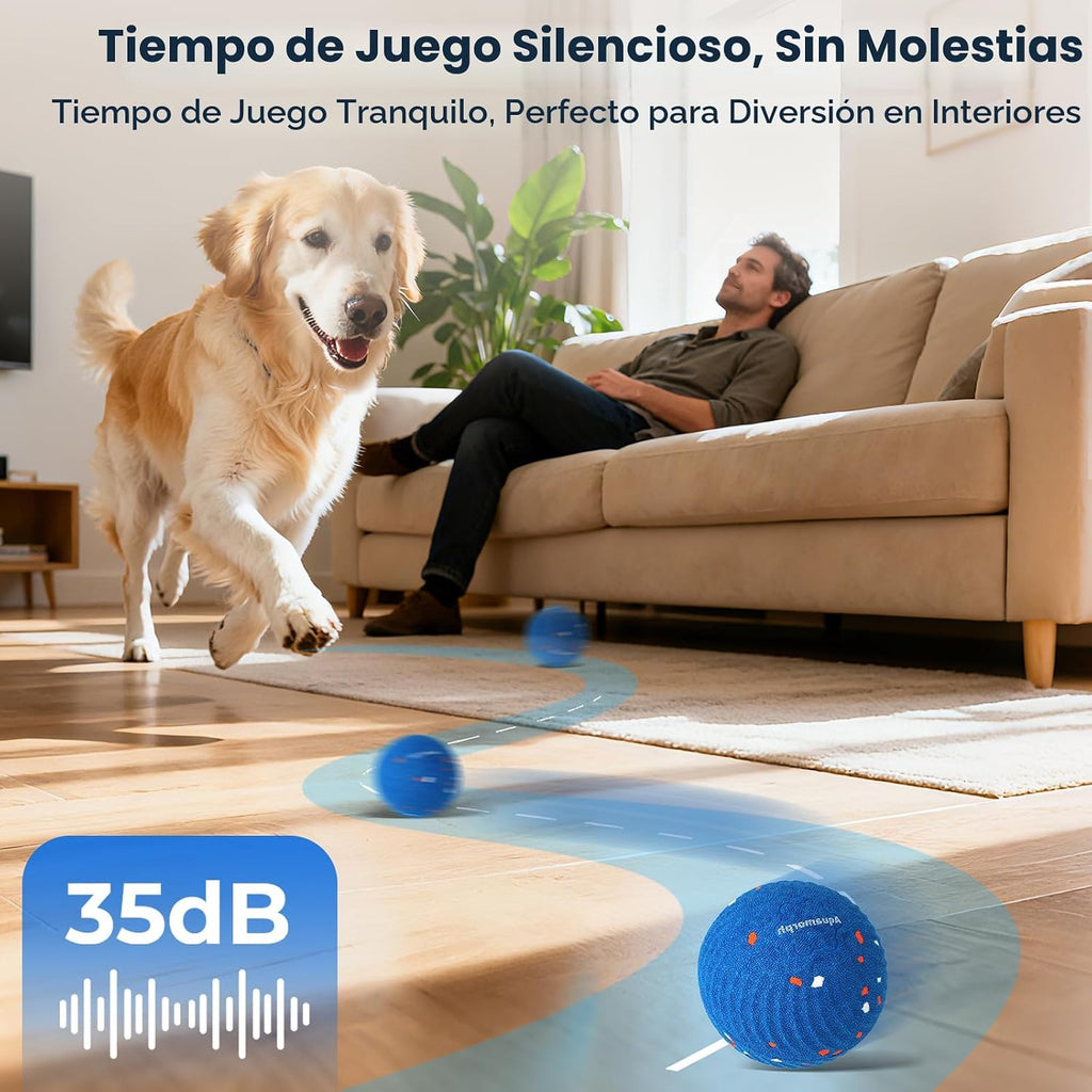 Paquete de 2 juguetes interactivos para perros, bola vibratoria lavable inteligente y automática para perros, material de E-TPU duradero seguro para mascotas, carga tipo C