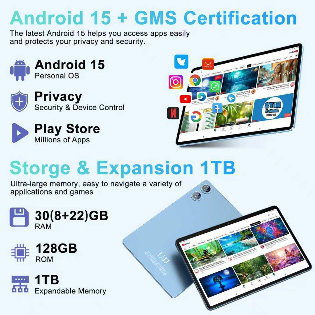 Tableta Android 15 30GB RAM 128GB ROM 1TB TF, Tableta de 10 Pulgada...