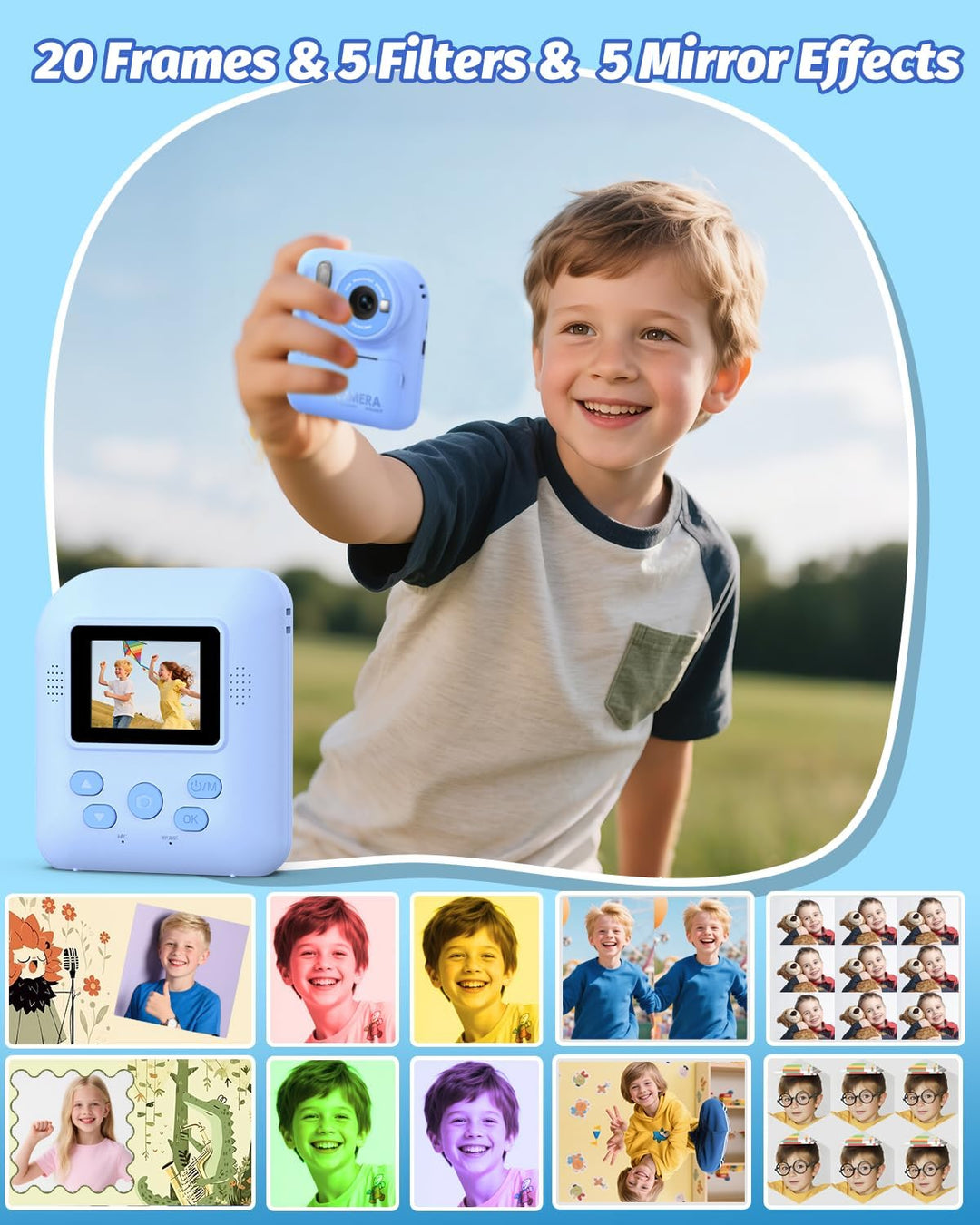 Teslahero Cámara para niños con impresión instantánea de fotos, cám...