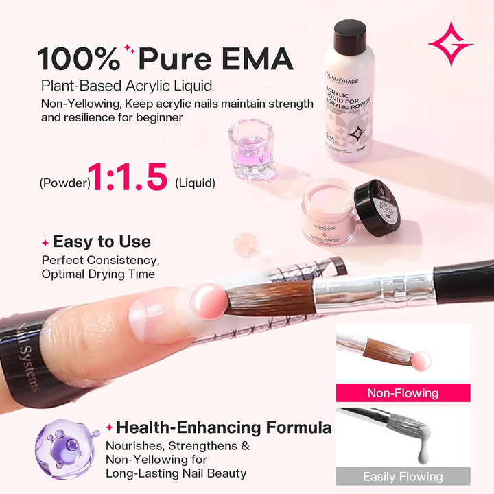 Kit de uñas acrílicas Glamonade para principiantes: juego profesion...