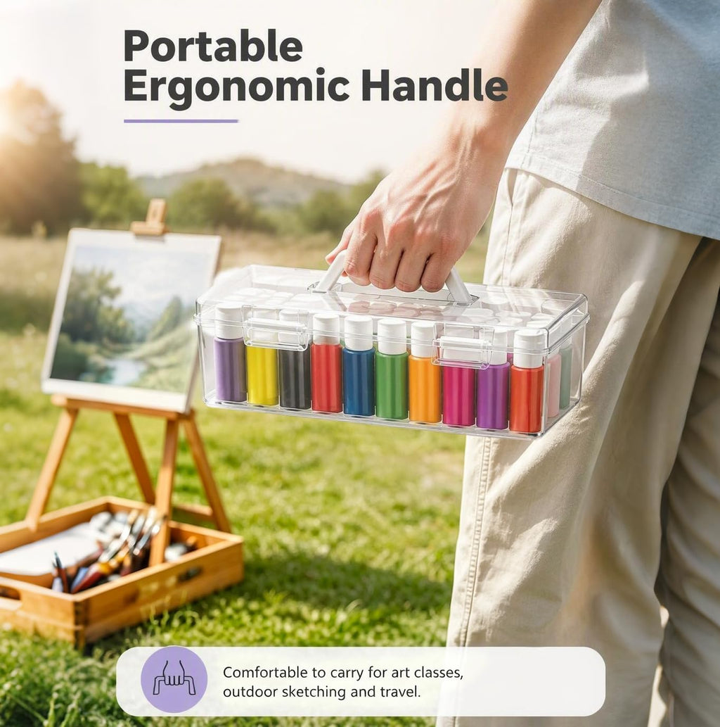 Caja de almacenamiento apilable de acrílico de 3 piezas con asa de