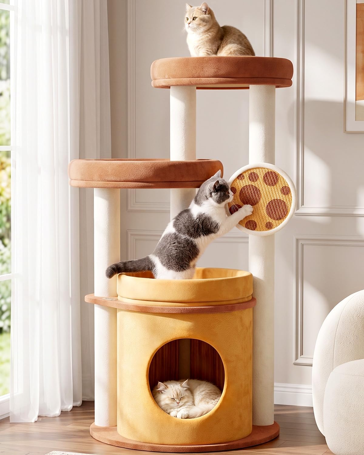 46 pulgadas de Torre de Árbol para Gatos Grandes en Interiores, Condo Cómodo para Gatos Adultos