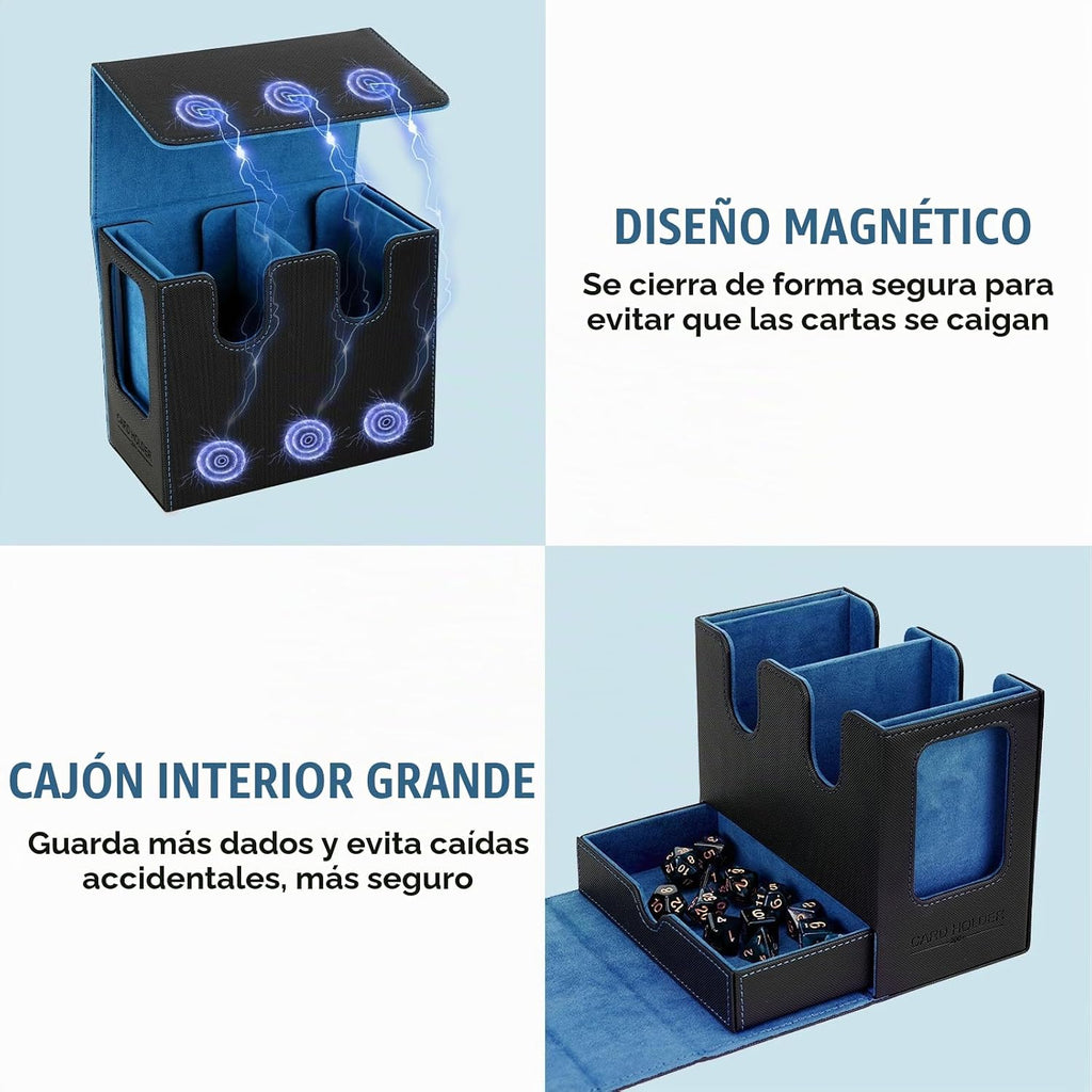 Caja para mazos TiMOVO MTG Commander para cartas TCG CCG Magic, Negro+Azul