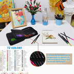H & B - Juego de 72 lápices de colores, suministros de arte a base de aceite con núcleo suave para adultos y principiantes, ideal para bocetos y sombreado, juego de lápices de dibujo profesional
