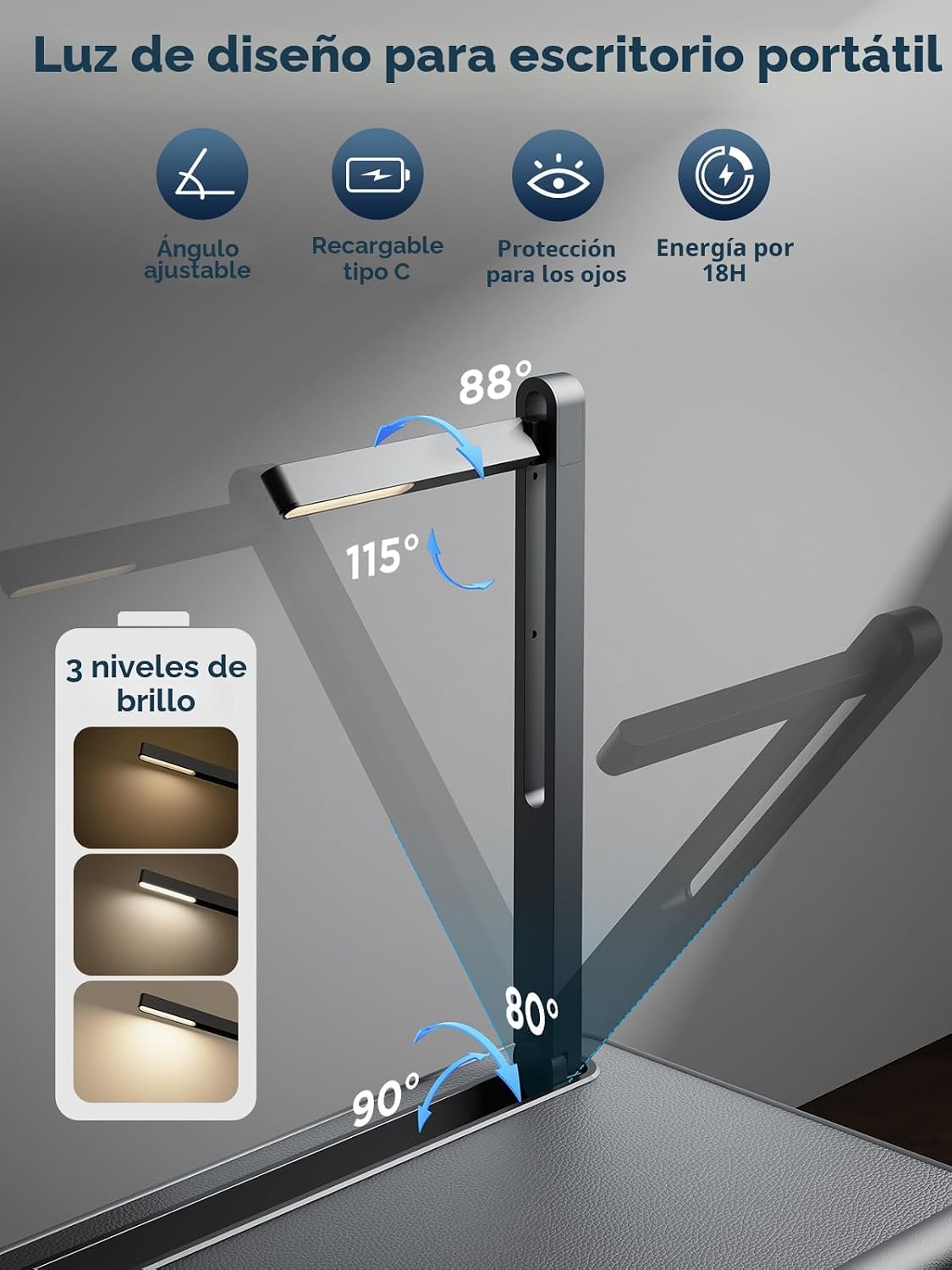 SAIJI Lap Desk con luz LED, bandeja portátil para laptop con cojín