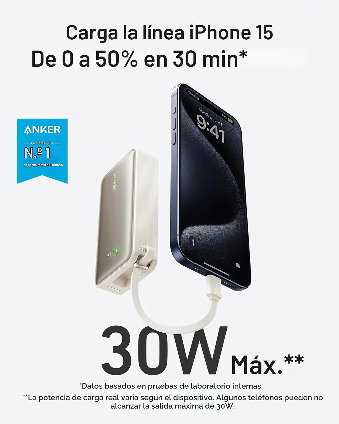 Anker Nano Power Bank, cargador portátil de 10,000 mAh con cable US...