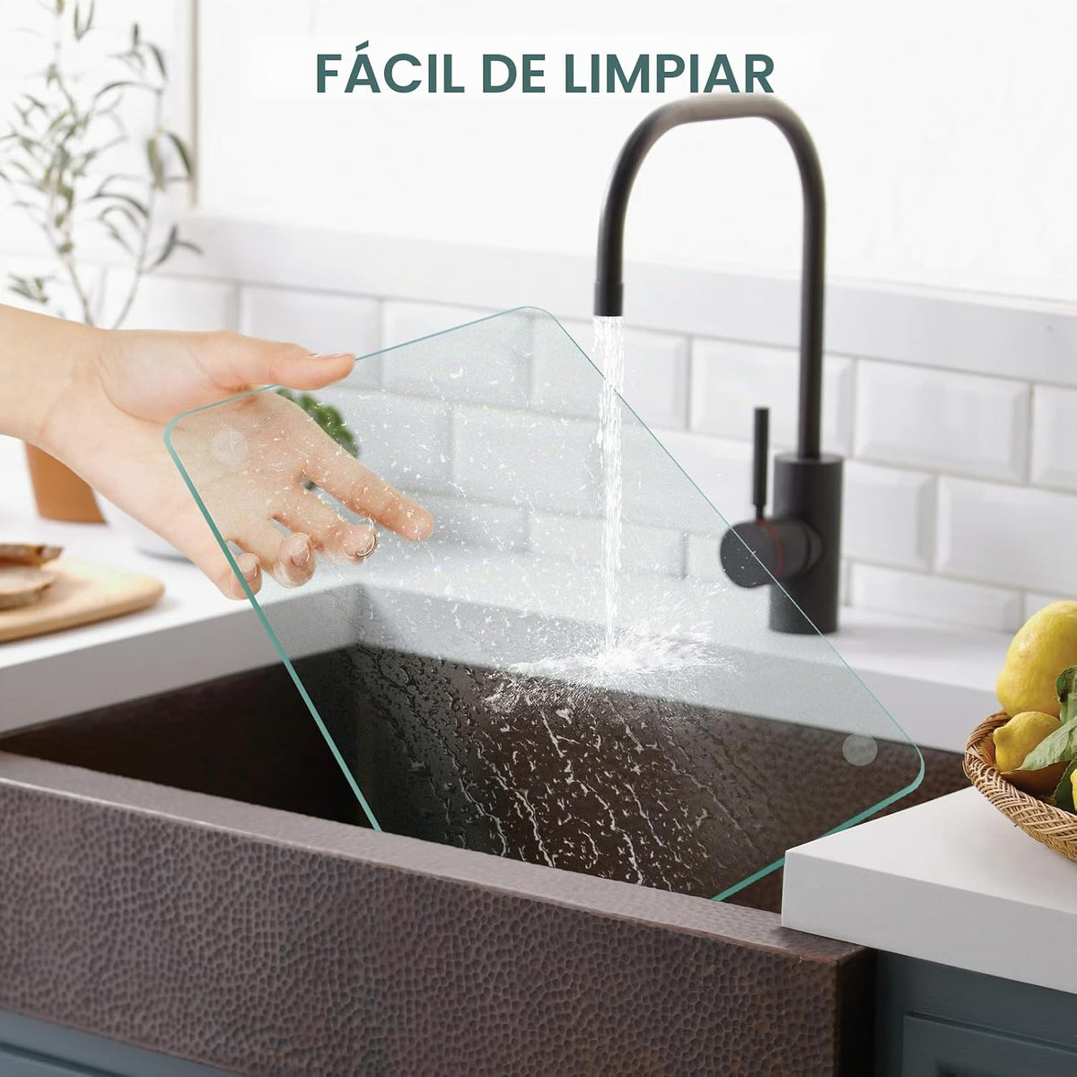 Tabla de cortar de vidrio para cocina, tabla de cortar templado transparente para encimera, tabla de cortar antideslizante, protección de mesa, resistente al calor, resistente a las roturas