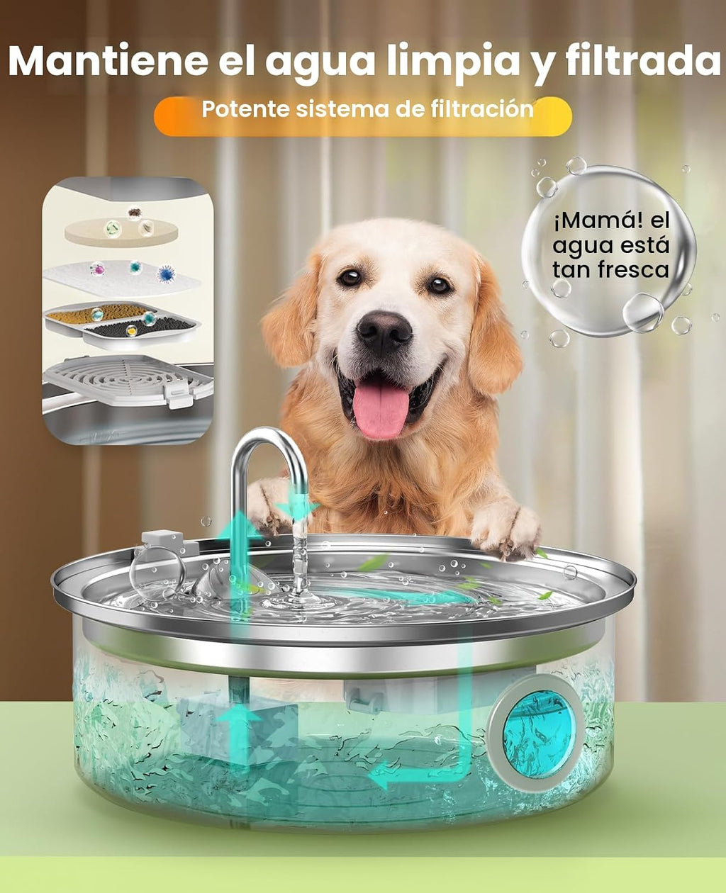 Oneisall 7L/230oz Fuente de Agua para Mascotas