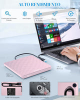 ORIGBELIE Unidad Externa de CD DVD para Portátil, USB 3.0 Tipo-C Ul...