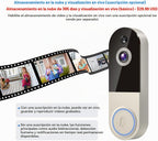 Cámara de timbre de video WiFi con detección humana, funciona con pilas, visión nocturna, conversación bidireccional, WiFi 2.4G, almacenamiento en la nube
