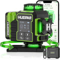 Huepar Nivel láser 360 autonivelante, W04CG mejorado 4 x 360° Bluetooth construcción Lazer herramienta niveladora con base giratoria eléctrica y pantalla LCD grande, 4D 16 líneas de nivel láser de