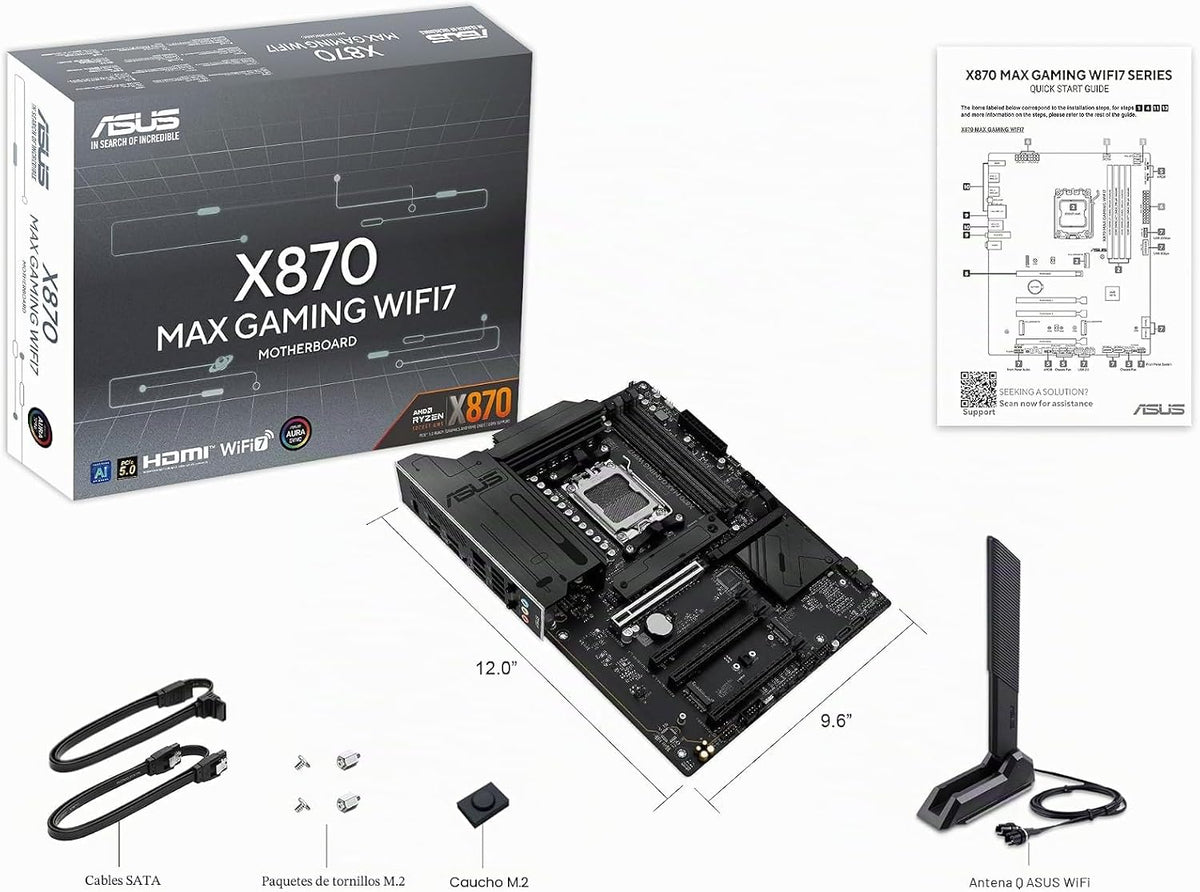 Placa base ASUS X870 MAX Gaming WIFI7 AMD AM5 ATX, 12+2+1 80A DrMOS...