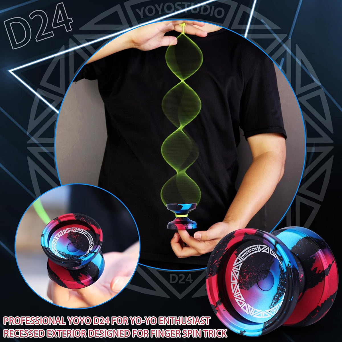 YOYOSTUDIO Yoyo profesional D24 para niños de 8 a 12 años, truco de giro de