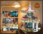 Sosuy Juego de Construcción de Carrusel, Modelo de Tiovivo Motorizado Eléctrico, Juguete de Parque de Atracciones para Niños, Niñas y Adolescentes, Regalos de Cumpleaños para Adultos y Niños de 6, 7