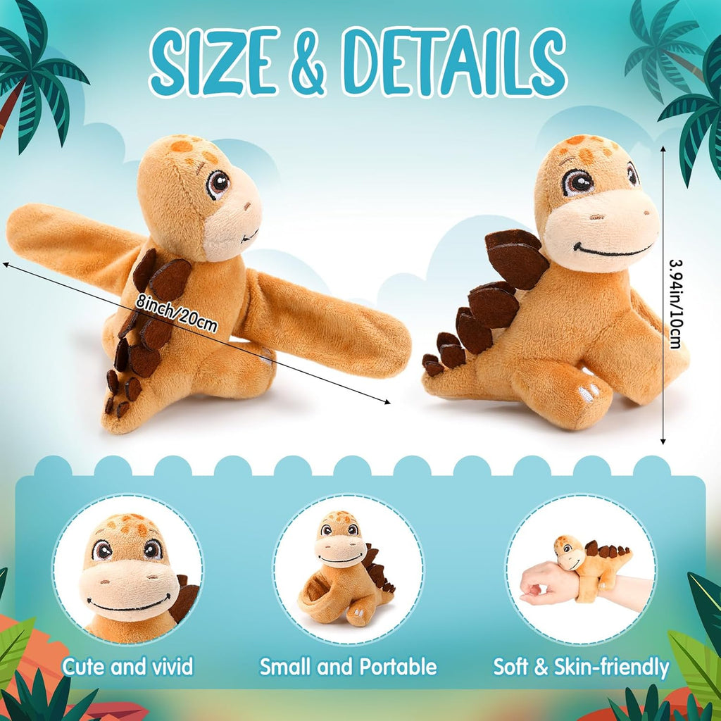 Liliful - Paquete de 8 pulseras de peluche para niños, diseño de dinosaurio