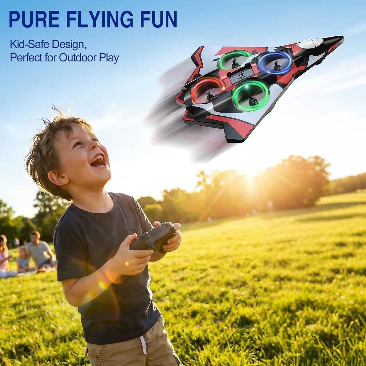 Avión de espuma Rc Planes con luces LED, avión de control remoto, avión de combate para niños y adultos de 8 a 16 años, 360 °F, rollo de acrobacias, drones para niños de 8 a 12 años, regalos