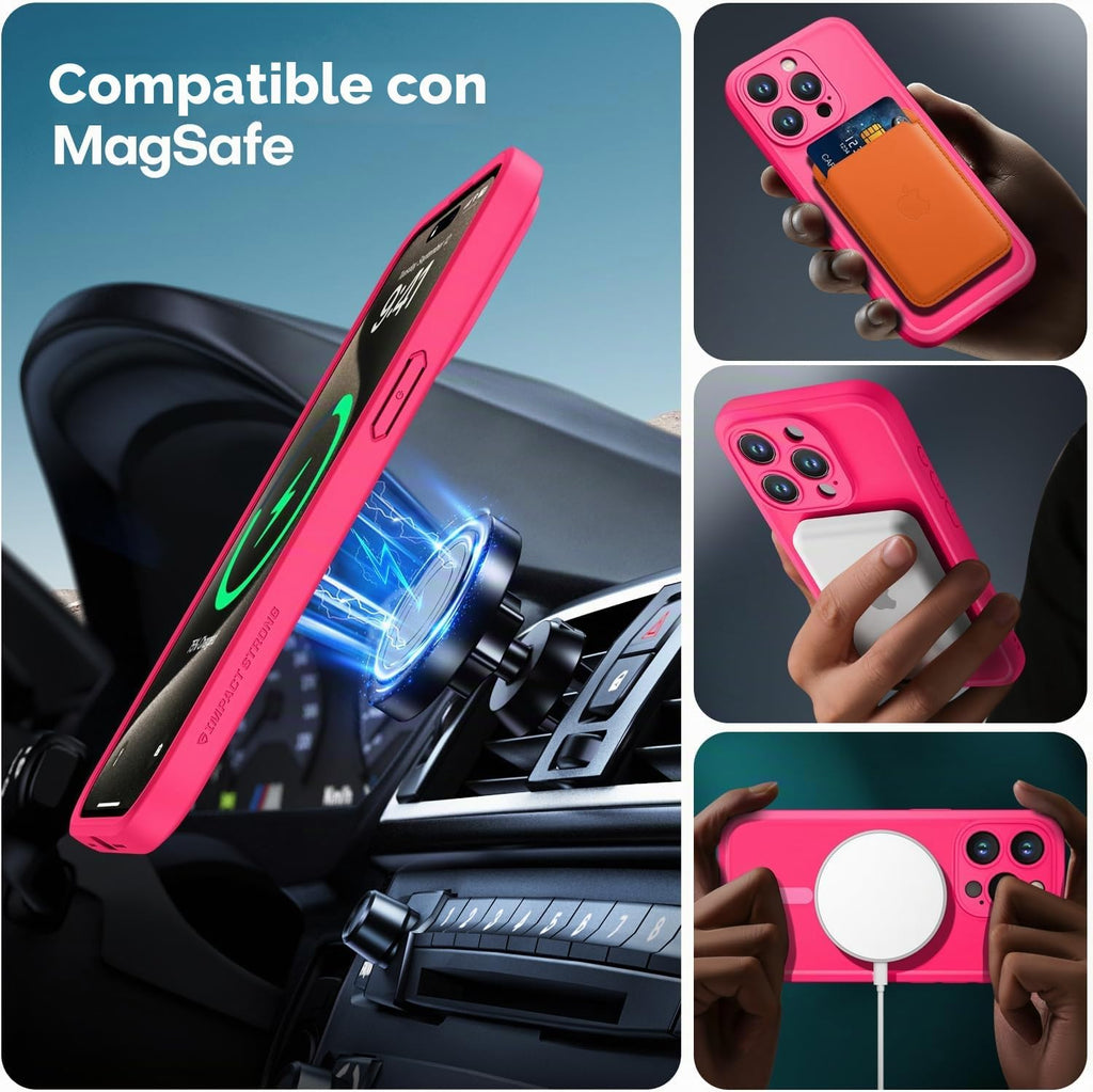 ImpactStrong Protector Magnético Diseñado para Funda iPhone 15 Pro Max [Protección de Cámara] [Prueba de Caídas de Grado Militar] [Compatible con MagSafe] Funda de Teléfono Delgada Translúcida Mate