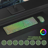 Vumilstek Teclado y mouse inalámbricos retroiluminados, máquina de...