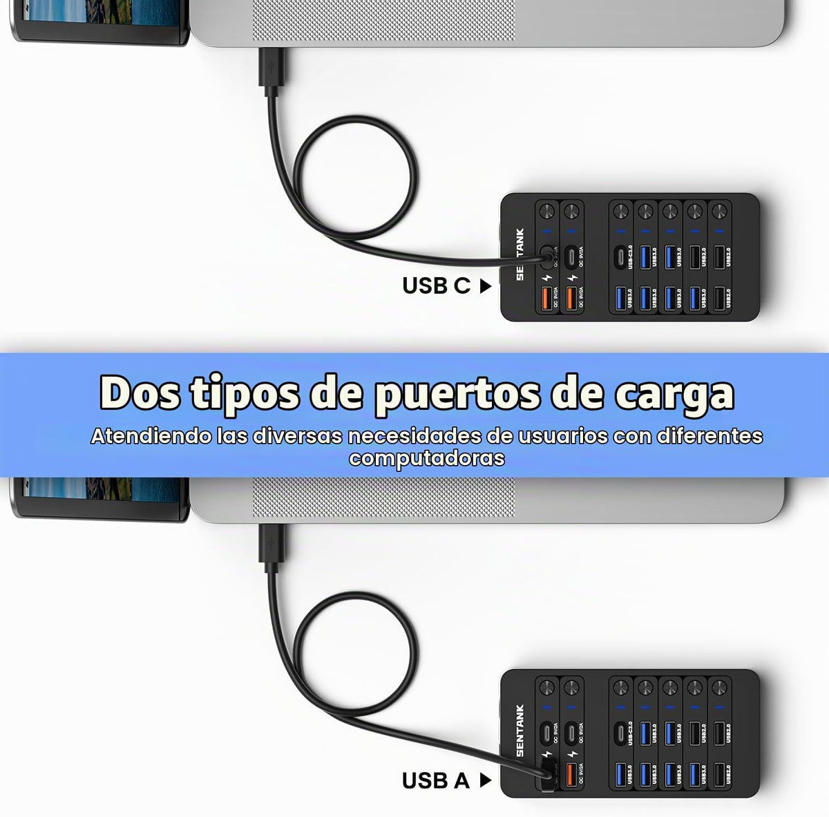 sentank, hub USB 3.0 de 14 puertos, alimentado