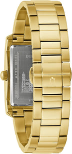 Bulova Nuestra Señora de Guadalupe Reloj de cuarzo de 3 manecillas de acero inoxidable dorado con diamantes