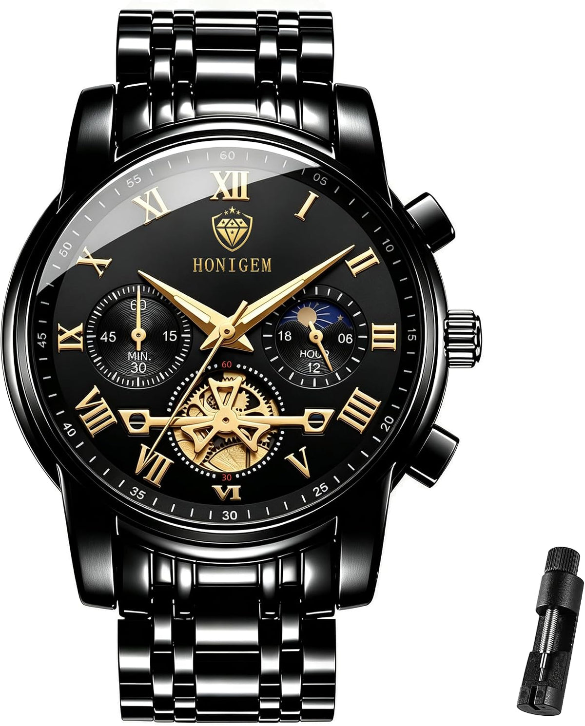 Relojes de negocios de cuarzo de acero inoxidable de cara grande de