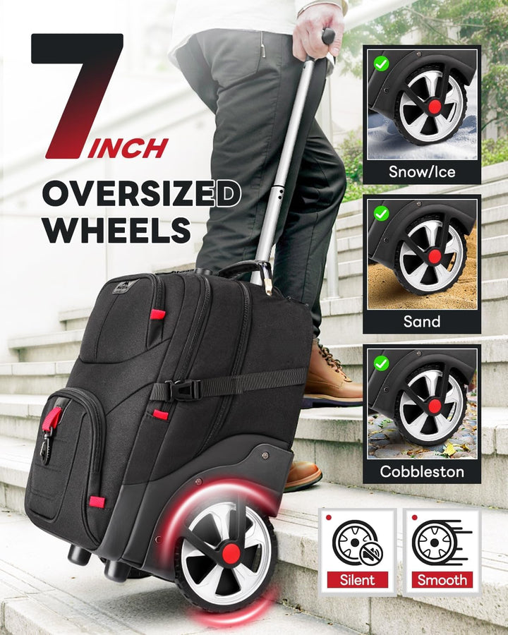 MATEIN Bolso rodante con ruedas, mochila rodante extra grande de 17...