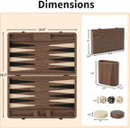 Juego de backgammon de nogal de lujo, tablero de madera con estuche de viaje, cubo doble