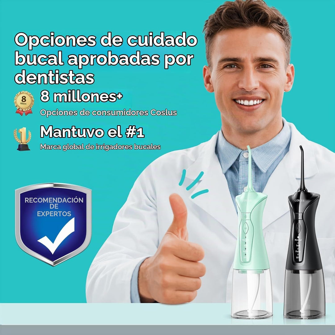 COSLUS Paquete de 2 irrigadores de agua para dientes: juego de púas...